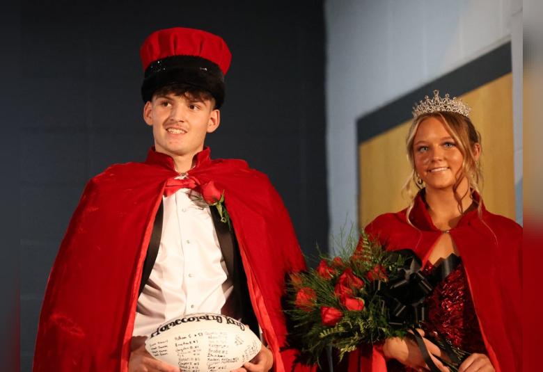 A-W homecoming queen Gabby Koch and homecoming king Reegan McKee were all smiles after being crowned on Oct. 2.